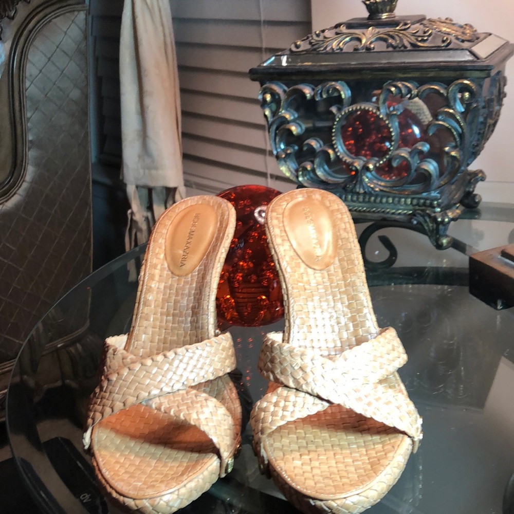 Brand New BCBG 4 in. Leather Braided Slides